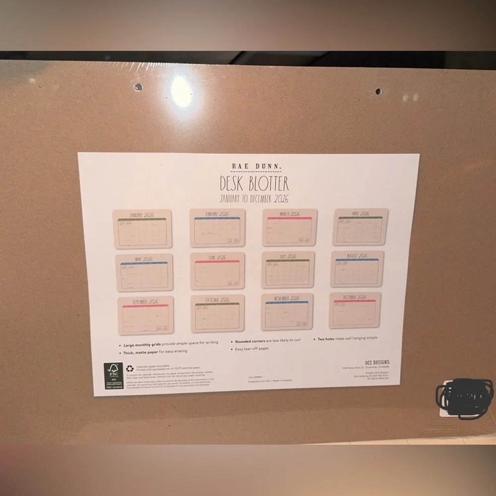 SALE NWT Rae Dunn January-December 26’ LRG Desk Blotter Monthly Planner Calendar